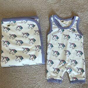 MONICA + ANDY newborn romper and blanket